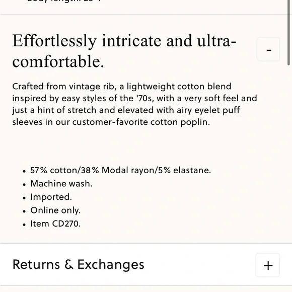 J. Crew Vintage Rib Top With Cotton Poplin Eyelet Sleeves - Picture 3 of 3